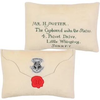 United Labels Harry Potter Kissen - Hogwarts Aufnahmebrief Logo Brief Plüsch Dekokissen Zierkissen Kopfkissen Sitzkissen Beige 30 x 45 cm