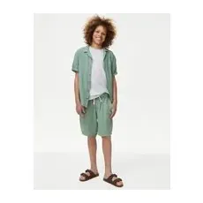 M&S Collection Doppeltuch-Shorts aus reiner Baumwolle (6-16 Jahre) - Smokey Green, Smokey Green, 12-13
