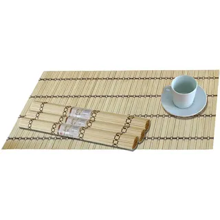 Set mit 4 Tischsets aus Bambus 30 x 40 cm, Beige