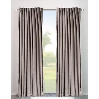 Vorhang OTTO HOME "Velvet uni" Gr. 1, beige (sand), B:140cm H:145cm, Polyester, Gardinen, Vorhang, Blickdichter Samt, 2-er Set, edel, Gardine, multifunktional