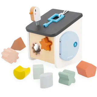 Janod - Sweet Cocoon Vogelhaus-Formensortierer - 8 Teile zum Stecken - Baby- und Kleinkindspiel - Farben und Formen Lernen - Spielzeug aus FSC-Holz - Ab 18 Monaten, J04062
