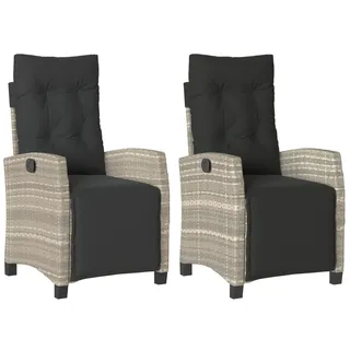 vidaXL Gartensessel mit Fußteil 66 x 66 x 93 cm grau/silber 2 St.