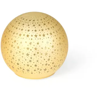 H&H LED-Kugel aus Glas Gold mit Sternen, 12 x 11 cm