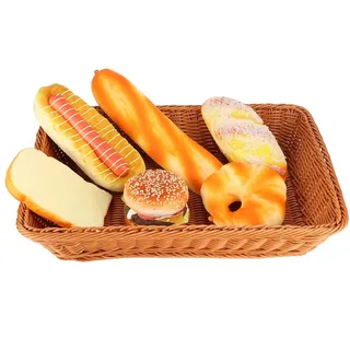 Brotkorb, 40x30x8cm Rattan Brotkästen, Gewobener Tabletop Aufbewahrungskörbe Stapelbarer Rechteckiger Obst Gemüse Organizer Lebensmittel Obstschale Brot Regalkörbe Dekokorb Brotschale Flechtkorb
