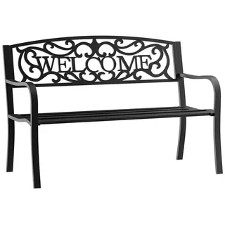 Outsunny Gartenbank, 127cm x 60cm x 87cm, Eisen, pulverbeschichtet, Schwarz , Metall , 60x87x127 cm , Gartenmöbel, Gartenbänke