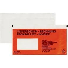Bild Dokumententasche DIN lang Rot Lieferschein-Rechnung, mehrsprachig mit Selbstklebung 250St.