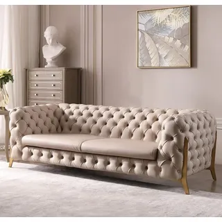 Kunstleder 3 Sitzer Sofa Wohnlandschaft Relax Sitz Design Couch Lounge Sofas - Beige
