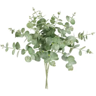 Flair Flower Künstlicher Eukalyptuszweig gefrostet 5er Set 60cm Dekozweig Beerenzweig Kunstblume Eukalyptus Zweig AST Äste Blume Floristik Kunstzweig Stielblume Dekoration Deko für Girlande Kranz Weihnachtsdeko