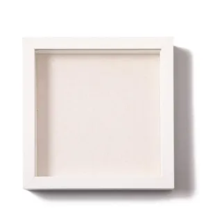 Muzilife 3D Bilderrahmen zum Befüllen mit Echter Glasscheibe, 22x22 cm-Tiefer Holz Rahmen Weiß, Objektrahmen Shadow Box, als Geschenk für Familie Freunde usw. (Weiß, 22x22cm)