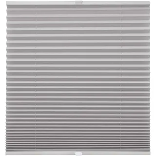 Plissee auf Maß für alle Fenster Montage Glasleiste Blickdicht mit Spannschuh Sonnenschutzrollo Silber Breite: 121-130 cm, Höhe: 40-100 cm