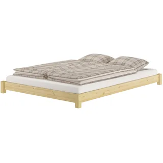 Erst-Holz Flaches Futon-Doppelbett Bodenbett Niedrigbett 140x200 Kiefer massiv V-60.51-14ohne Zubehör