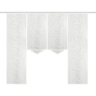 Schiebegardine 4er-Set Konturo transparent weiss kombiniert 60x245 cm