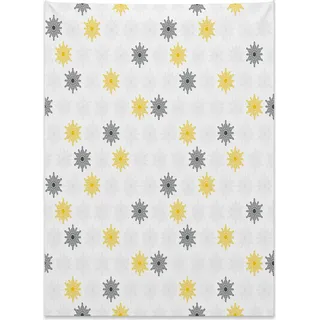 Abakuhaus marokkanisch Wandteppich, Sun Blumen Punkte aus Weiches Mikrofaser Stoff Kein Verblassen Klare Farben Waschbar, 110 x 150 cm, Hellgrau und Schwarz - Schwarz