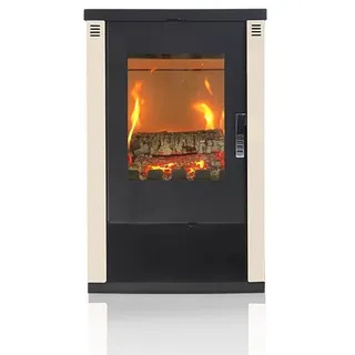 Kaminofen modern model Lheia Weiß, Energieeffizienz A 80,20%, 7.5 kW, 570 x 382 x 926 mm - Weiß