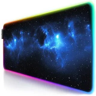 TITANWOLF - RGB Gaming Mauspad - LED Schreibtischunterlage - 800x300 mm - XXL Mousepad - Multi Color - 11 Beleuchtungs-Modi - 7 LED Farben Plus 4 Effektmodi - abwaschbar - Stars
