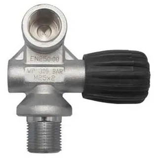 Dirzone Mono Left 300 Bar Tauchflaschenventil - Black / Silver - One Size