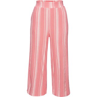 7/8-Hose LASCANA "mit locker-luftigem Bein", Damen, Gr. 46, N-Gr, rosa (koralle, weiß gestreift), Crêpe, Obermaterial: 71% Viskose, 27% Polyester, 2% Elasthan, Crinkleoptik, gestreift, weit 7/8-Länge, Hosen 7/8-Hose, aus strukturierter Ware, sommerliche Schlupfhose, Strandhose, Topseller