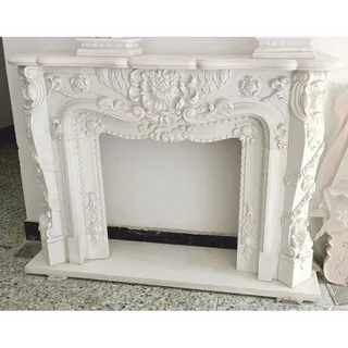 Casa Padrino Luxus Barock Marmor Kaminumrandung Weiß 150 x H. 110 cm - Barock Möbel - Weiß