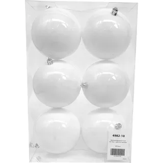 Kunststoff Weihnachtskugel Ø 10cm weiß Deko Kugel Christbaumschmuck bemalen DIY 1 Set - 6 Stück