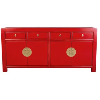 Fine Asianliving Chinesische Kommode chinesisches Sideboard chinesischer Schränke China Möbel Schrank Orientalischer Asiatischer 180x85x40 - Rot