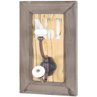 Hakenleiste , Braun, Weiß , Holz, Metall, Holzwerkstoff , Tanne , 13x21x10 cm , Aufhängemöglichkeit , Garderobe, Garderobenhaken, Hakenleisten