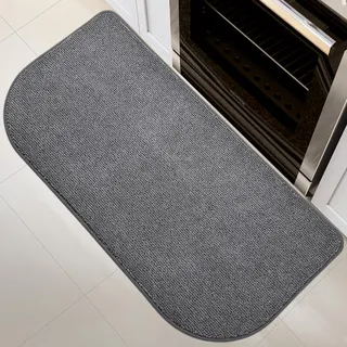 DOMUSTEX Waschbar Teppich Läufer 60x120cm Halbrund, küchenläufer, Schmutzfangmatte Innen, rutschfeste Badteppich für Küche, Badezimmer and Schlafzimmer