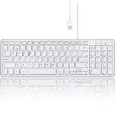 Perixx PERIBOARD-213 W USB-Tastatur mit Kabel – kompaktes Design mit Nummerntastatur – Weiß – Spanisch QWERTY mit Ñ