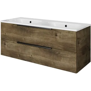 Pelipal Badmöbel-Set Quantum 07 Eiche Ribbeck Quer 121 cm 2 Auszüge Doppel-WT