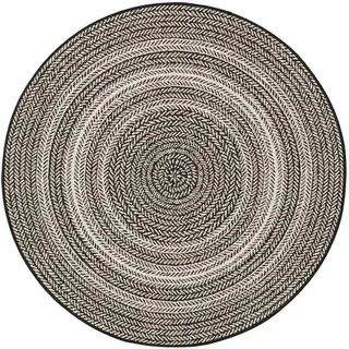 benuta Nest Outdoorteppich rund Metro Schwarz/Weiß ø 120 cm rund , Textil , Grafikmuster , Rund , 120x120 cm , Oeko-Tex® Standard 100 , wasserabweisend , Teppiche und Böden, Teppiche, Outdoorteppiche
