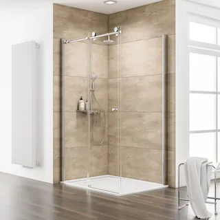 Schulte MasterClass Eckdusche mit Schiebetür links 120 x 90 cm weiß Klarglas D648360641500