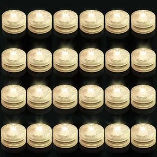 idyl light Unterwasser Led Lichter,Warmweiß Wasserdichte LED Teelichter, Batteriebetriebene Kerzen Poollicht für Garten Aquarium Vase Badewanne Pool oder Spa 24 Stück