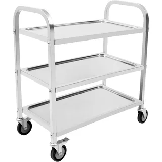 Servierwagen, 3 Ebenen, Mobiles Design, Silber