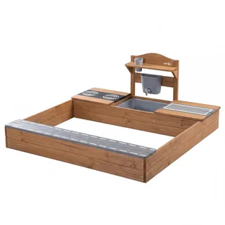 roba Holzsandkasten Outdoor+ Sandkasten mit Matschküche teak