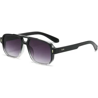 YAMEIZE Retro Pilot Double Bridge Rechteck - Sonnenbrille für Damen Herren Klassischer Style Quadrat Vintage Brillen UV400 Schutz Fahren Outdoor