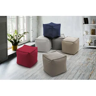 Talamo Italia - Annalaura-Pouf, Multifunktions-Pouf, Relaxsessel aus gepolstertem Stoff, 100 % Made in Italy, 45 x 45 x 45 cm, Beige