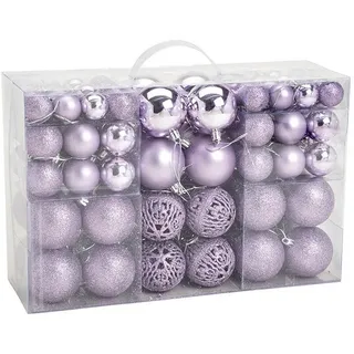 Christbaumkugel-Set , Lila , Kunststoff , 100-teilig , 35.0x23.0x12.0 cm , Dekoration, Weihnachtsdekoration, Christbaumschmuck, Christbaumkugeln