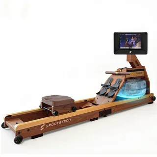 Sportstech Aqua Elite10,1"Rudergerät für Zuhause - Dunkelbraun