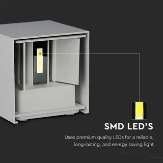 V-Tac 5W cob led Wandleuchte, verstellbarer Strahl, Warmweiß, IP65, Doppel-LED, Grau - V-tac