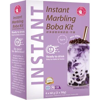 O's Bubble Instant Marbling Boba Tee Kit TARO (4x 60g) | Bubble Tee | Mit Tapiokaperlen und Strohhalm
