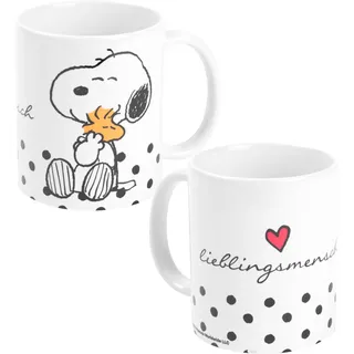 The Peanuts Tasse Snoopy - Lieblingsmensch Kaffeetasse Becher Kaffeebecher aus Keramik Weiß 320 ml