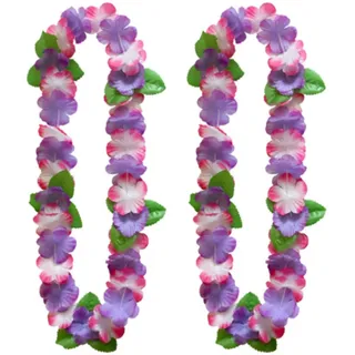 Hawaiianische Girlande Halskette 2 Stück Hawaiianische Tropische Party Dekorationen Hawaii Hula Mehrfarbige Blumen Girlanden für Tropische Partys, Strandpartys, Nachtbars und Strandurlaube, B