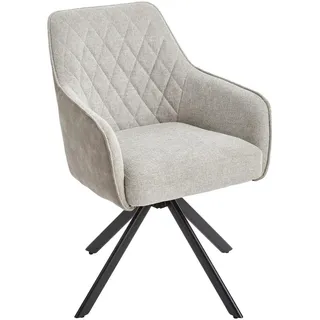 Livetastic Armlehnstuhl , Braun, Grau, Schwarz, Beige , Holz, Metall, Textil , Pappel , Sperrholz , Füllung: Schaumstoff, Taschenfederkern , Drehkreuz , 60x87x65 cm , Sitzfläche 360° drehbar , Esszimmer, Stühle, Polsterstühle