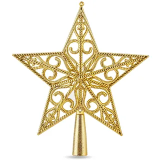 Stern Christbaumspitze Baumspitze Spitze Aufstecker für Tannenbaum Tannenbaumspitze Weihnachtsbaum Weihnachten (Stern-Ornament-Gold)