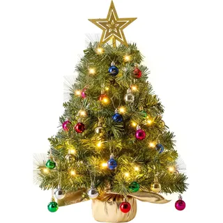 Mini Weihnachtsbaum Klein-mit 50 DIY Weihnachtsdekoration,60cm Kleiner Weihnachtsbaum Tisch Weihnachtsbaum Passend für Weihnachten und Neujahr Haus Büro Dekoration