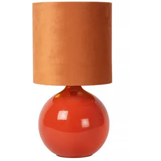 Tischlampe Stoff Schirm Glas Orange Schlafzimmer 47 cm E14 Nachttisch Leuchte