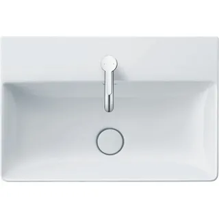 Duravit Waschtisch COMPACT DURASQUARE ohne Überlauf, mit Hahnlochbank, 600 x 400 mm 1 Hahnloch weiß - Silber