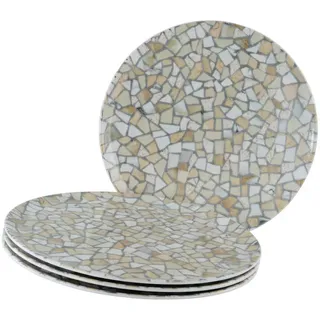 CreaTable Pizzateller Stone Collection 33 cm Beige/Weiß 4er Set