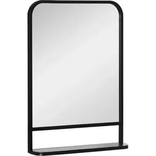 HOMCOM Wandspiegel 70 x 50cm Rechteckige mit Ablage Metall Schwarz