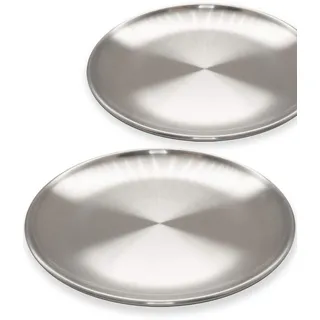 Outdoor Saxx Edelstahl-Teller, Camping-Geschirr, bruch-sicher, 20cm, 2er Set