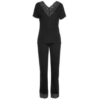 LASCANA Damen Pyjama schwarz Gr.32/34